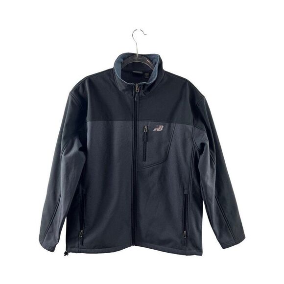 New Balance Men's Two-Tone Printed Soft Shell Full Zip Jacket Size Large Black - Picture 1 of 11